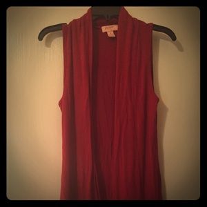 Red sleeveless cardigan